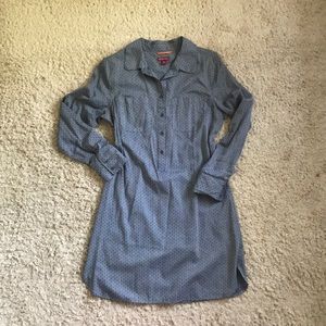 Chambray Long Sleeve Shirt Dress